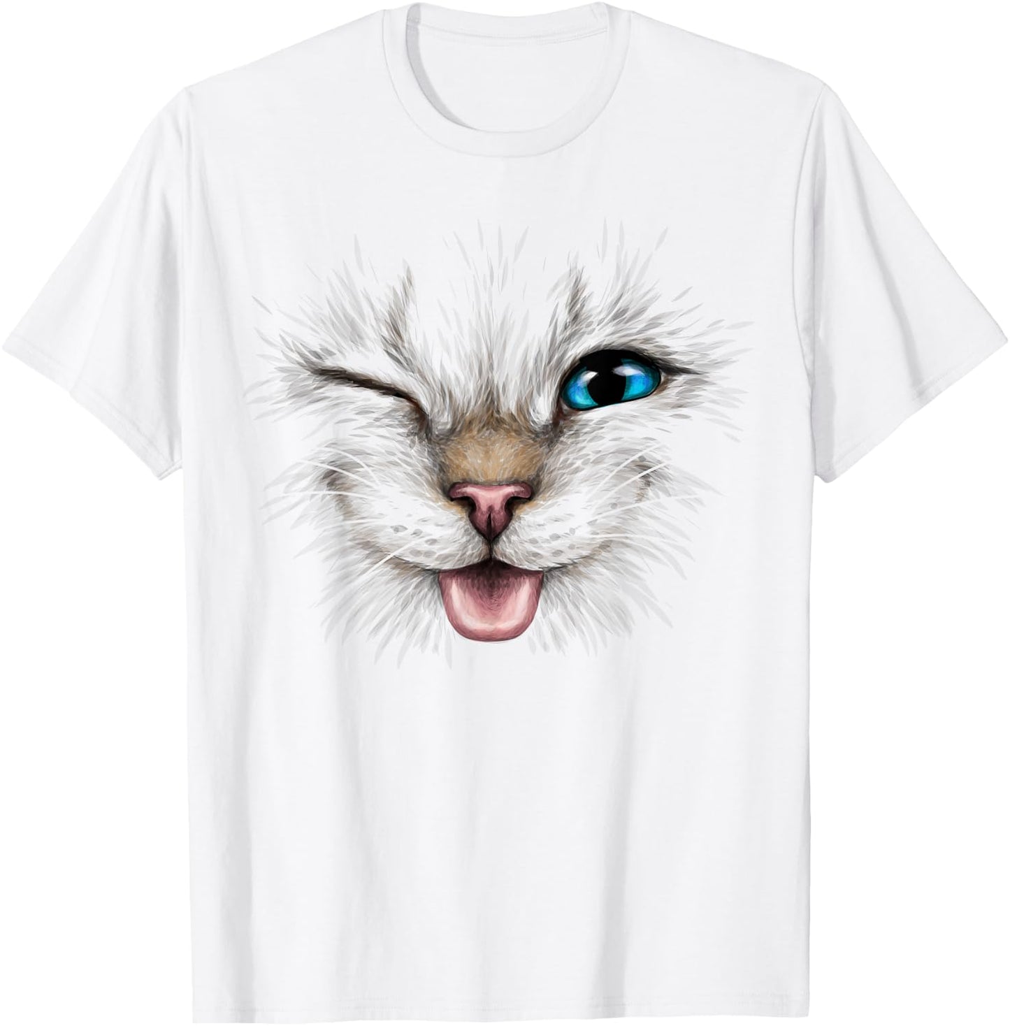 cute cat face blue eyes wink smiling for lover kitten Kitty T-Shirt - T-Shirt | White