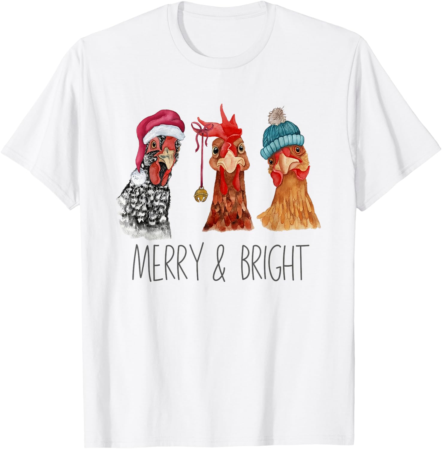 Cute Chickens Christmas Christmas Farm Animal Funny Holiday T-Shirt - T-Shirt | White