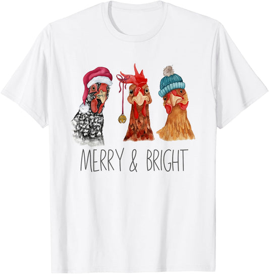 Cute Chickens Christmas Christmas Farm Animal Funny Holiday T-Shirt - T-Shirt | White