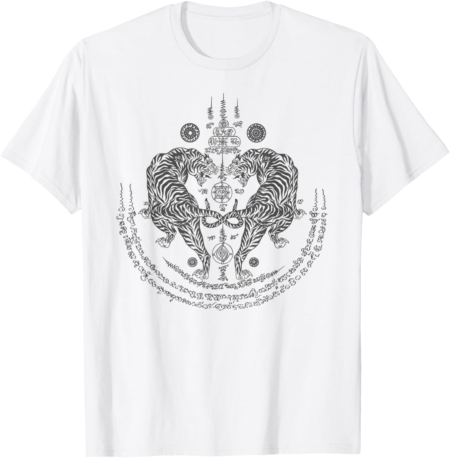 Thai Tattoo Twin Tiger Sak Yant Muay Thai Thailand Graphic T-Shirt - T-Shirt | White