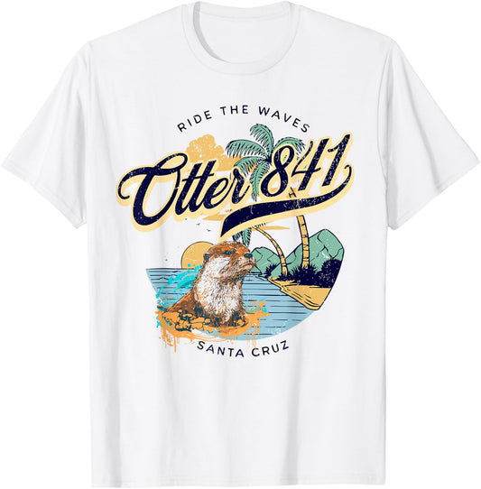 Otter 841 Surfing Otter 841 California Surf Board Otter 841 T-Shirt - T-Shirt | White