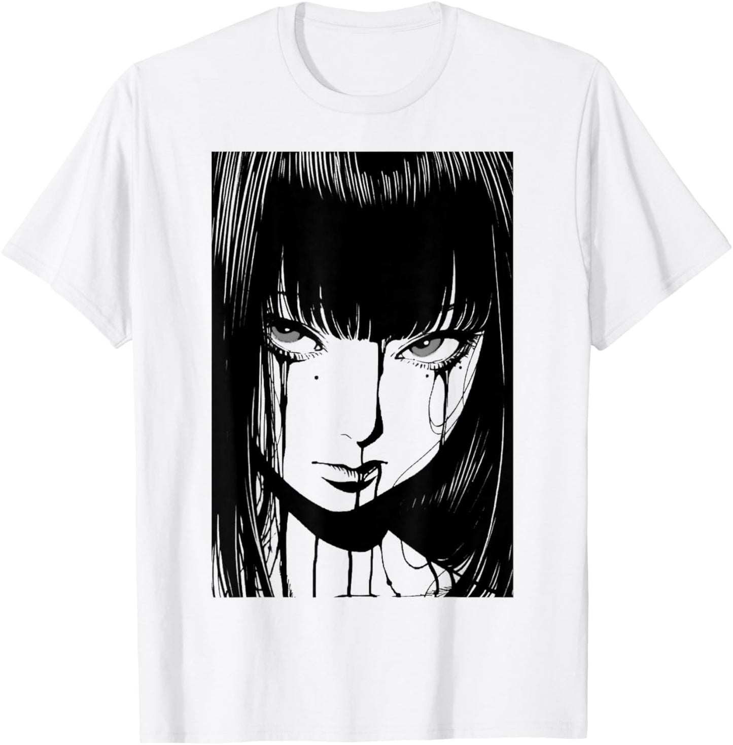 Creepy Japanese Anime Manga Horror | Pastel Goth Grunge T-Shirt - T-Shirt | White