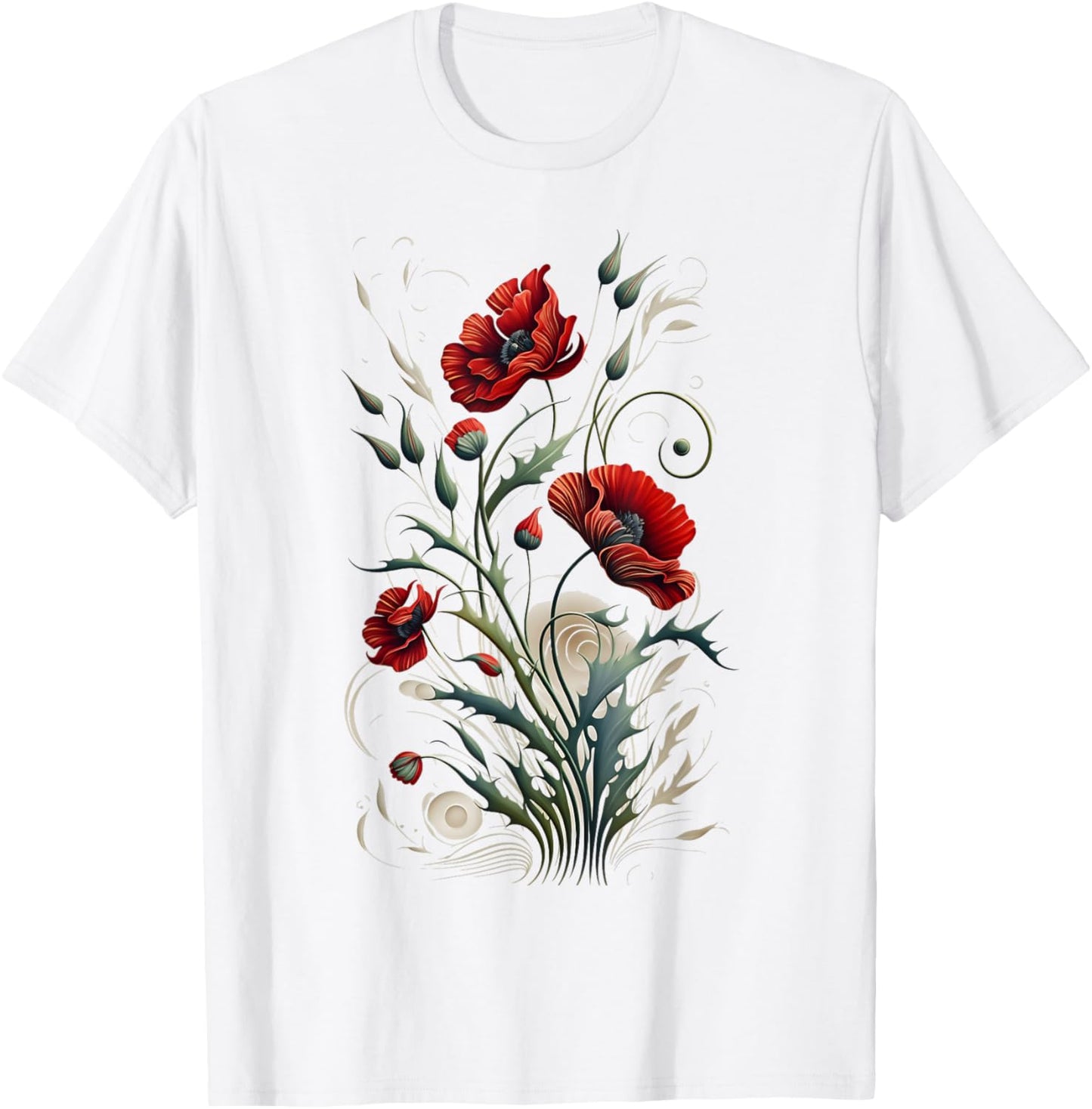 Poppies spring bloomers summer flower vintage garden Men Women Kids T-Shirt - T-Shirt | White