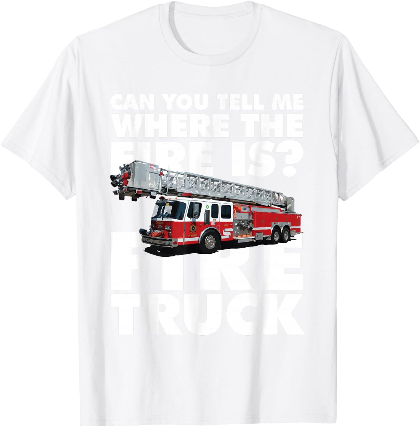 Twenty Trucks Fire Truck - -Adults, Kids - Red - Short Sleeve - Classic Fit - Cotton 60%, Polyester 40% T-Shirt - T-Shirt | White