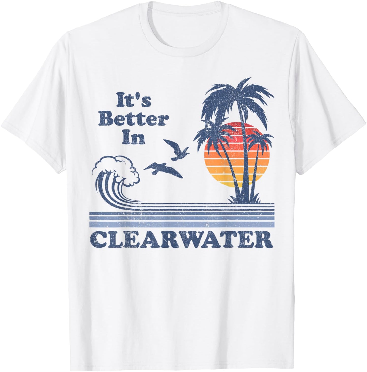 Its Better In Clearwater Beach Florida Retro Vintage 80s 70s Women Kids T-Shirt - T-Shirt | White