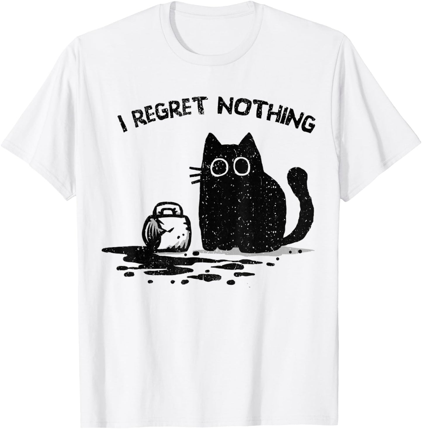 Vintage I Regret Nothing Cat T-Shirt - T-Shirt | White