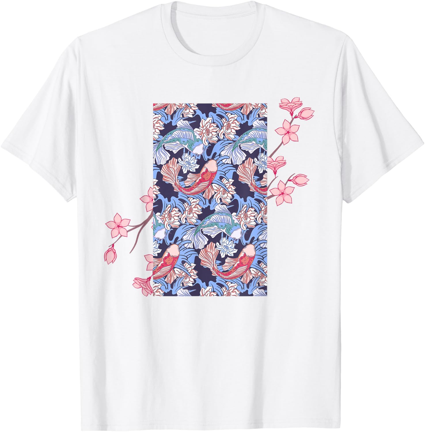 Cherry Blossom Japanese Koi Fish Nishikigoi Koi Carp T-Shirt - T-Shirt | White