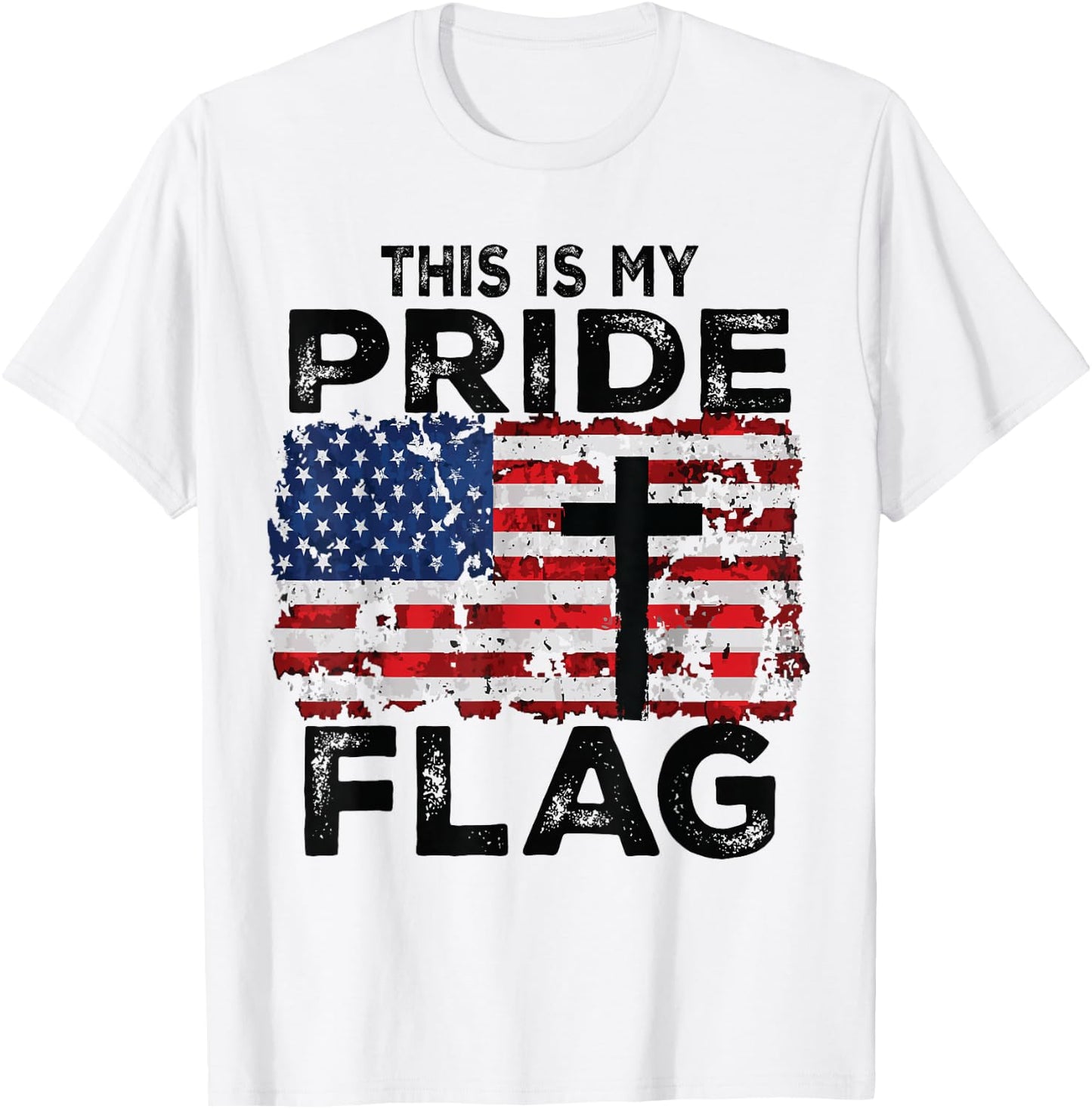 This is My Pride Flag Jesus Cross USA American 4th of July T-Shirt - T-Shirt | White