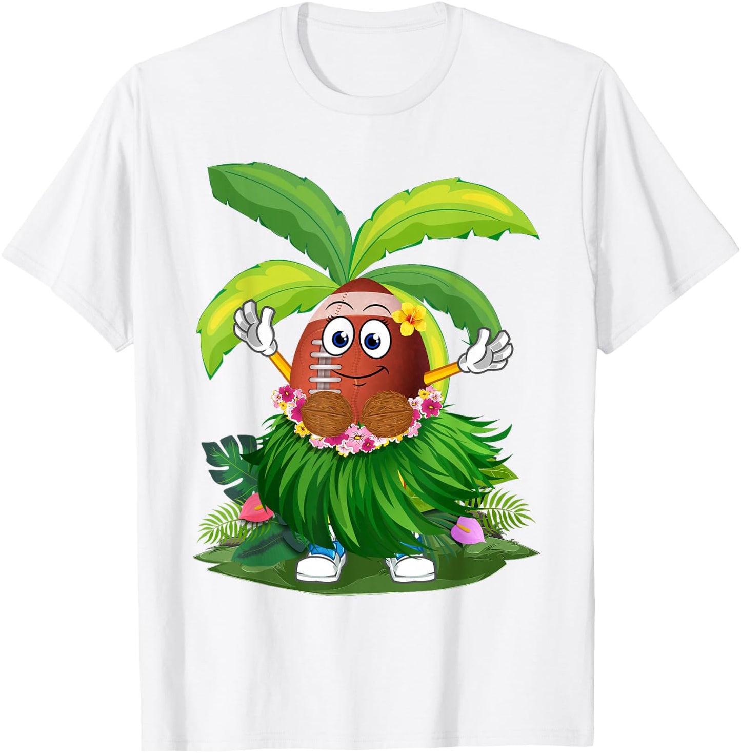Funny Hawaii Football Ball Hawaiian Tropical Summer Vacation T-Shirt - T-Shirt | White