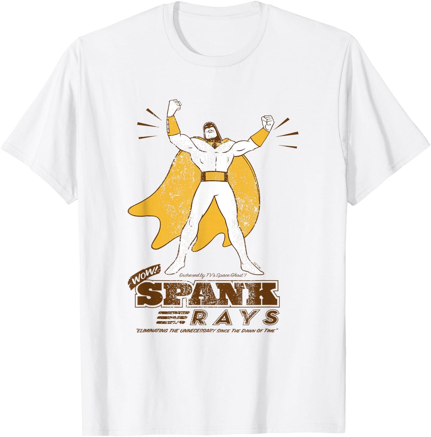 Space Ghost Vintage Spank Rays Distressed Superhero Pose T-Shirt - T-Shirt | White