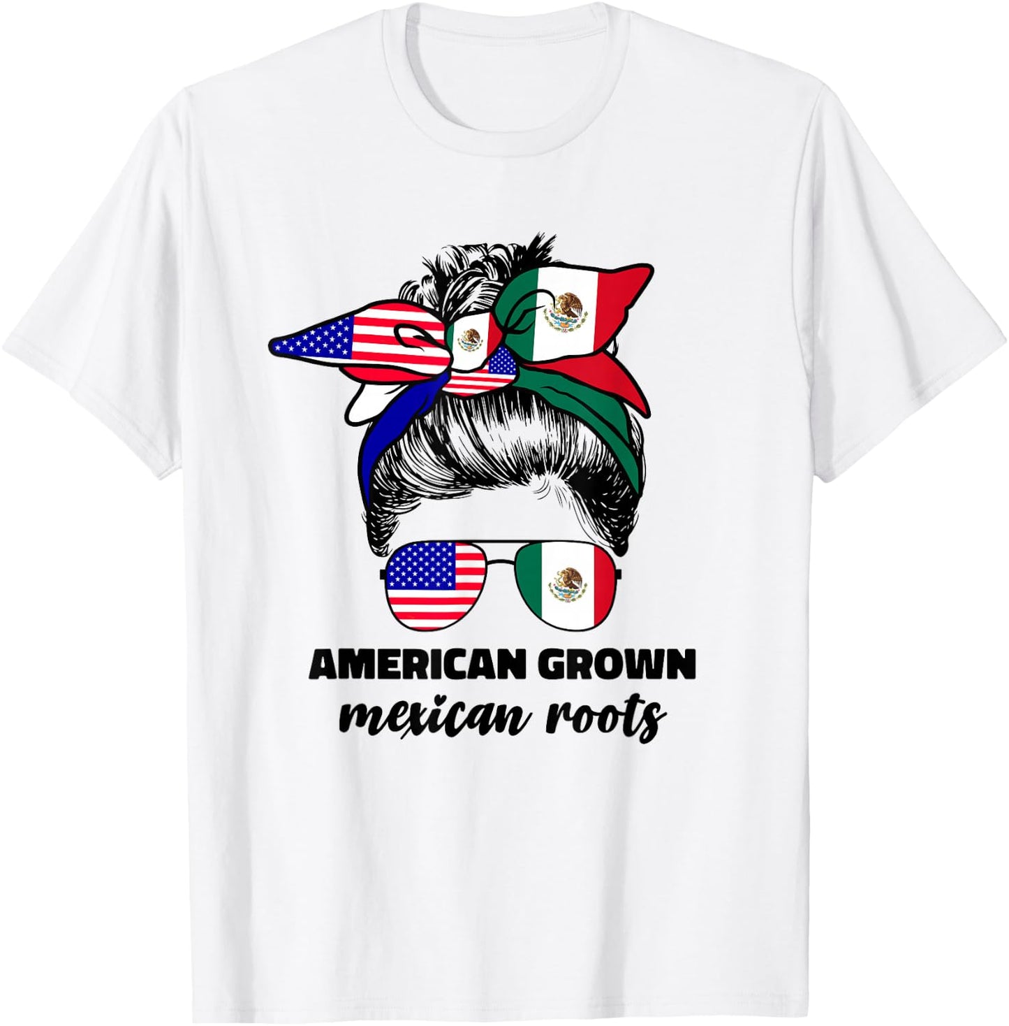 Half Mexican And American Mexico America Flag Girl T-Shirt - T-Shirt | White