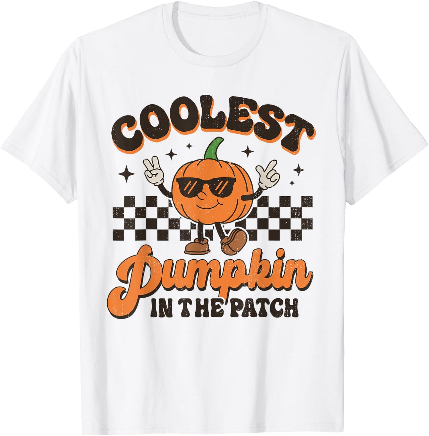 Groovy Coolest Pumpkin In The Patch Halloween For Boys Kids T-Shirt - T-Shirt | White