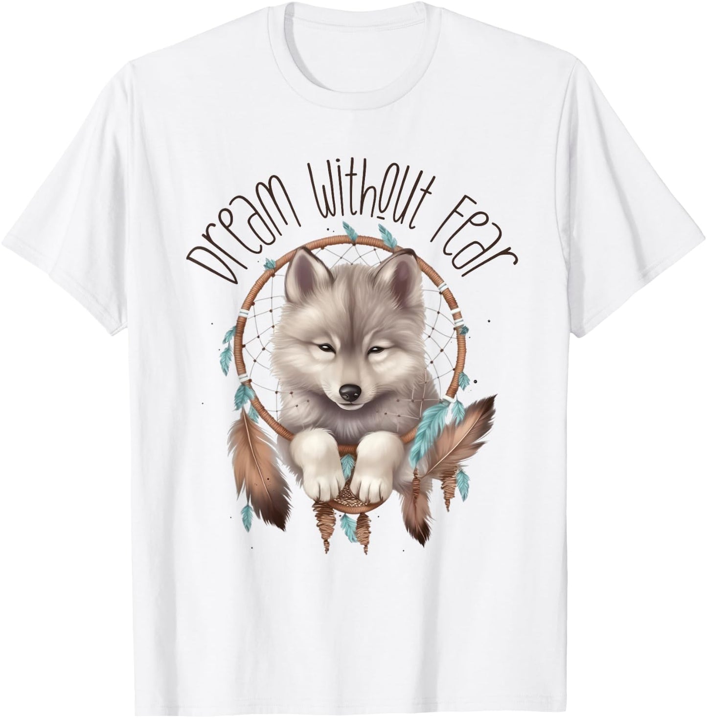 Vintage Western Dreamcatcher Wolf Graphic Design Wolf Women T-Shirt - T-Shirt | White