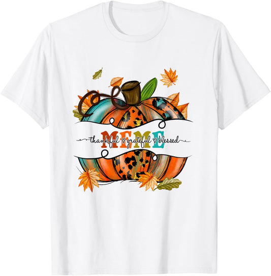 Autumn Fall Outfit Meme Thankful Grateful Blessed Pumpkin T-Shirt - T-Shirt | White