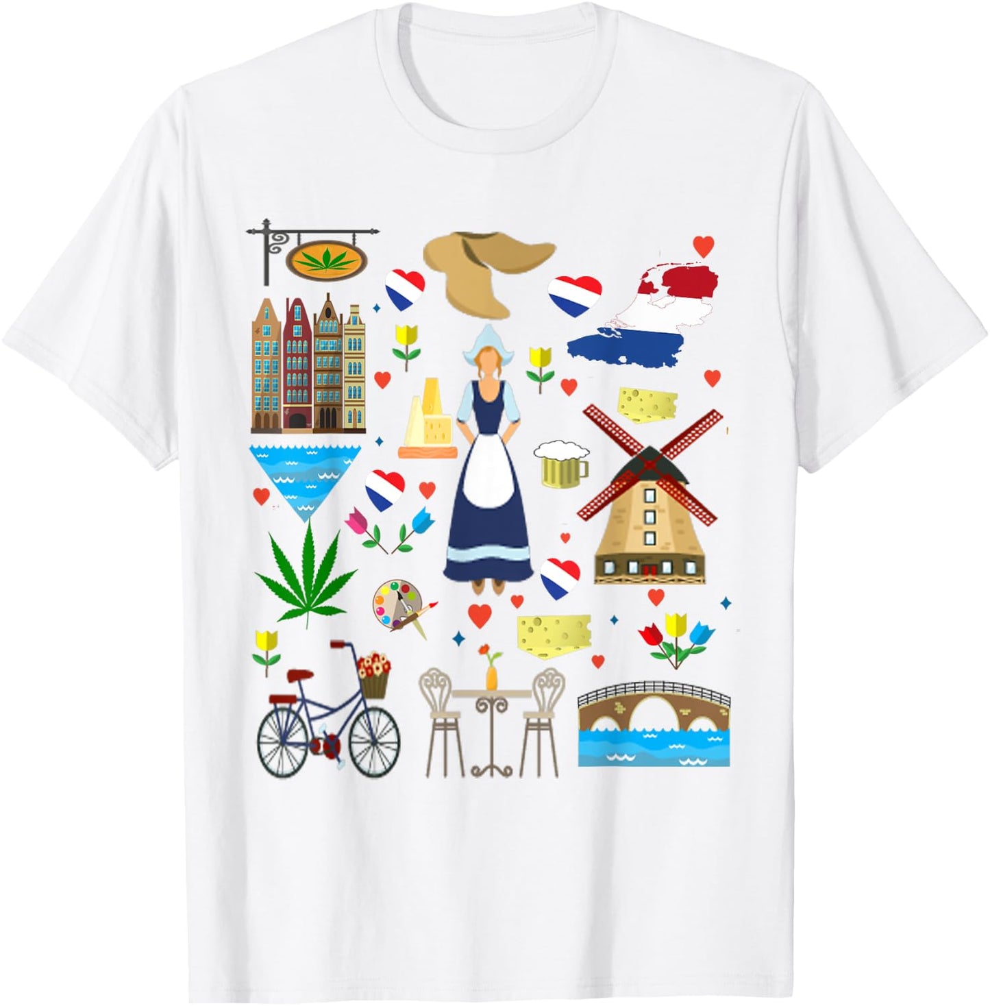Amsterdam Shirt - Netherlands Holland Icons Souvenir T-Shirt - T-Shirt | White