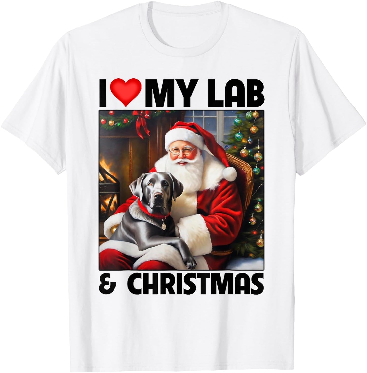 I Love My Silver Lab Retriever and Christmas Santa Clause T-Shirt - T-Shirt | White