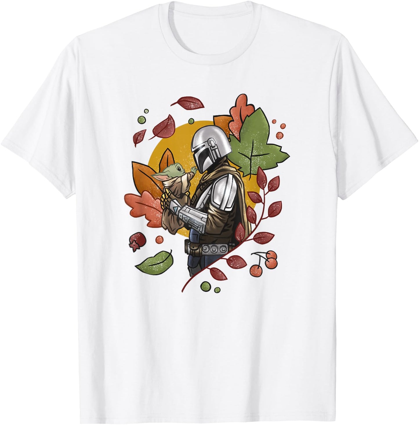 Star Wars: The Mandalorian Halloween Fall Foliage T-Shirt - T-Shirt | White