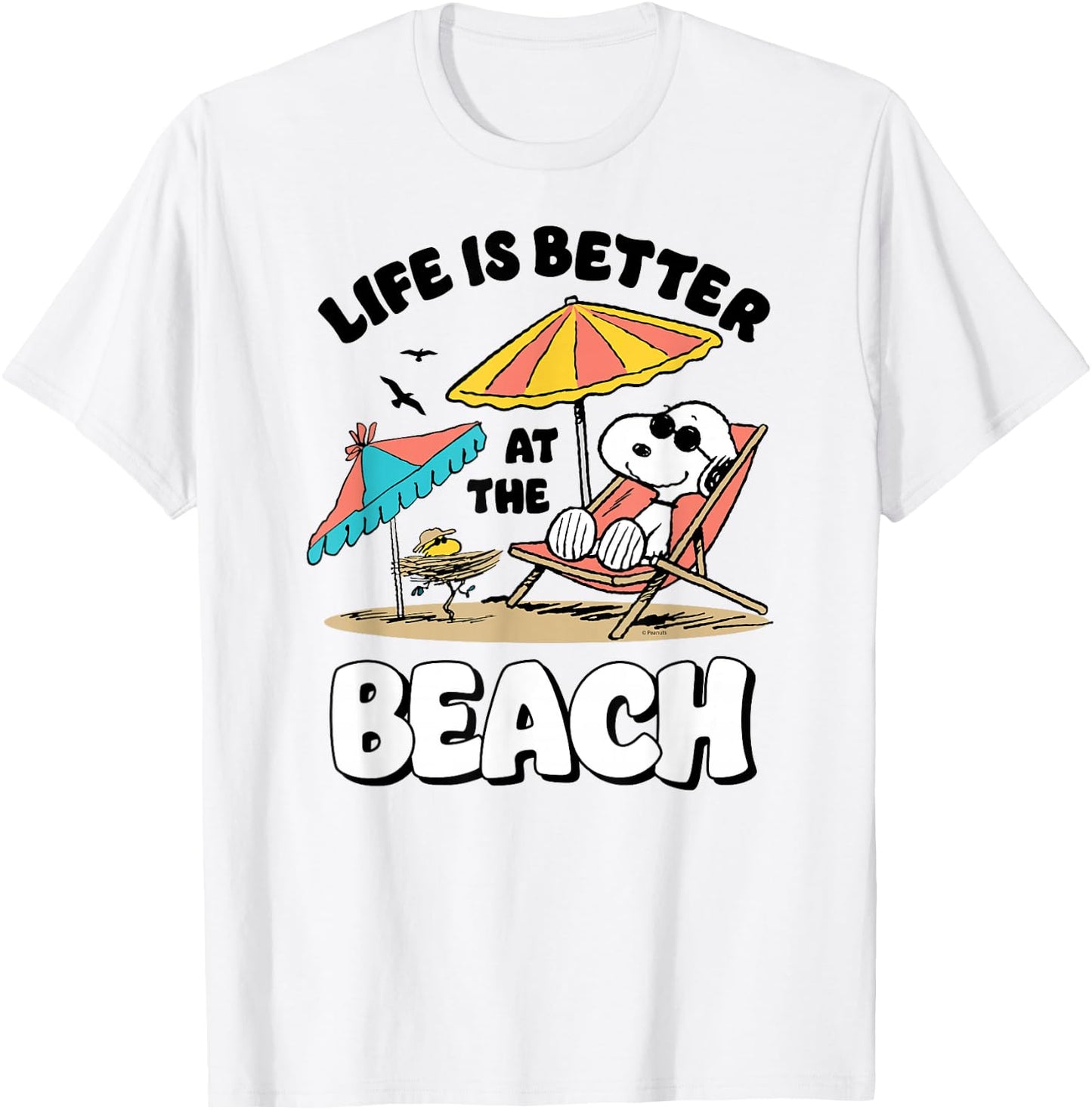 Peanuts Snoopy Woostock Life is Better on The Beach T-Shirt - T-Shirt | White