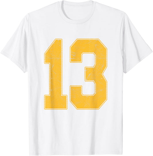Number 13 Numbered Uniform Sports Team Jersey 13th Birthday T-Shirt - T-Shirt | White