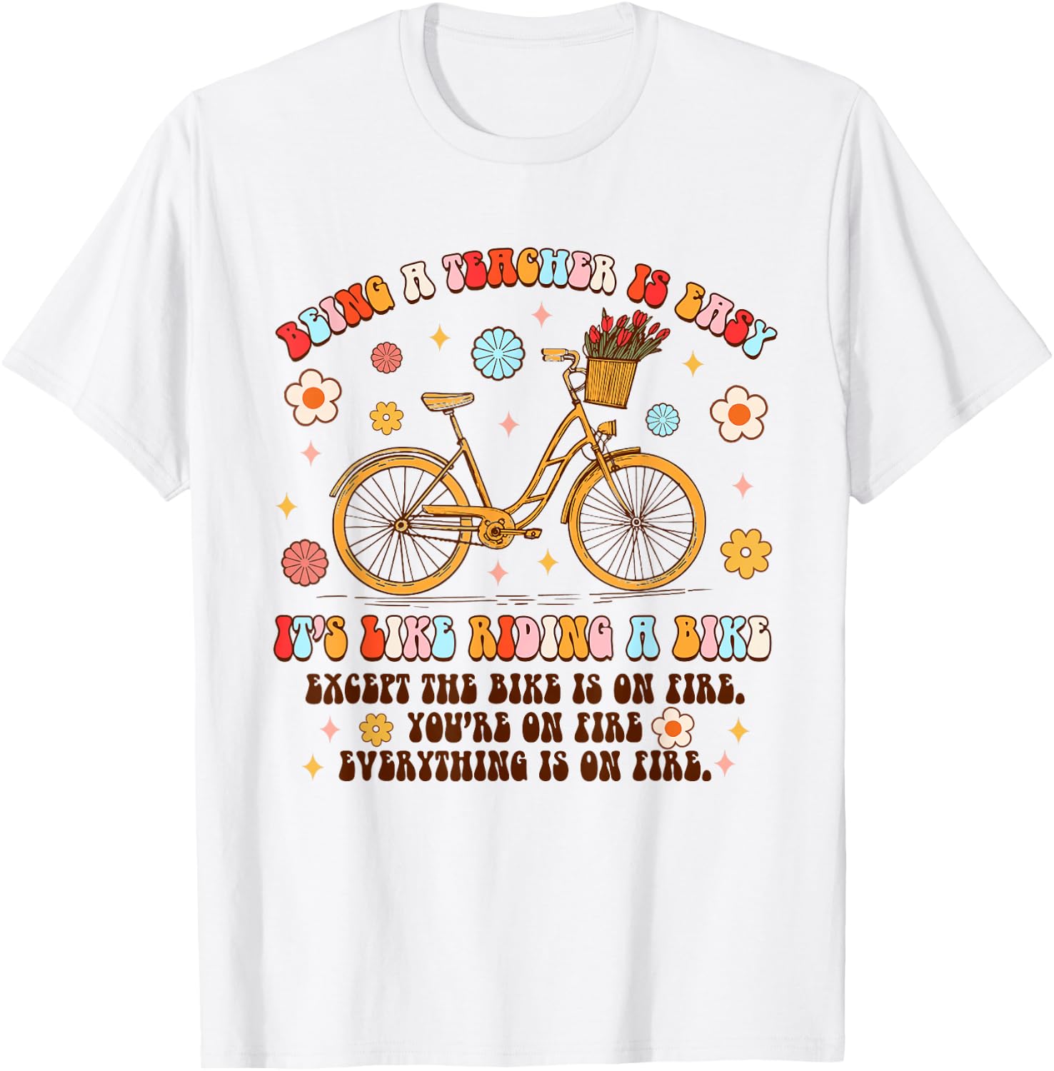 Being A Teacher Is Easy It's Like Riding A Bike Teaching Women T-Shirt - T-Shirt | White