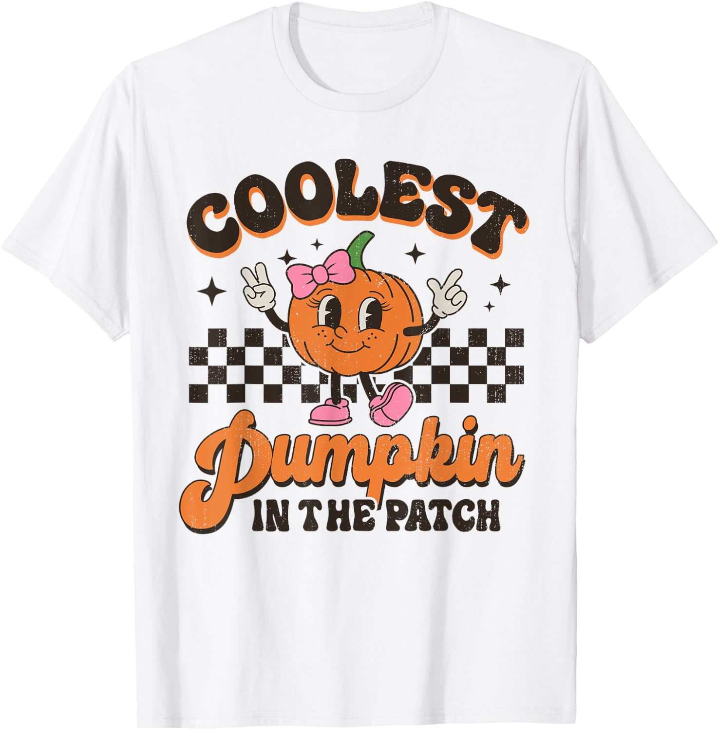 Groovy Coolest Pumpkin In The Patch Halloween For Girls Kids T-Shirt - T-Shirt | White