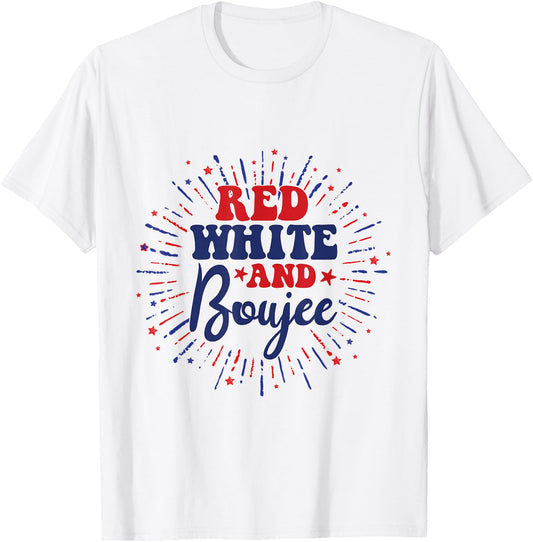 Cute Red White And Boujee 4th Of July USA American Kids Men T-Shirt - T-Shirt | White