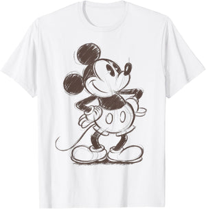 Disney Mickey Mouse Pencil Sketch Original T-Shirt - T-Shirt | White