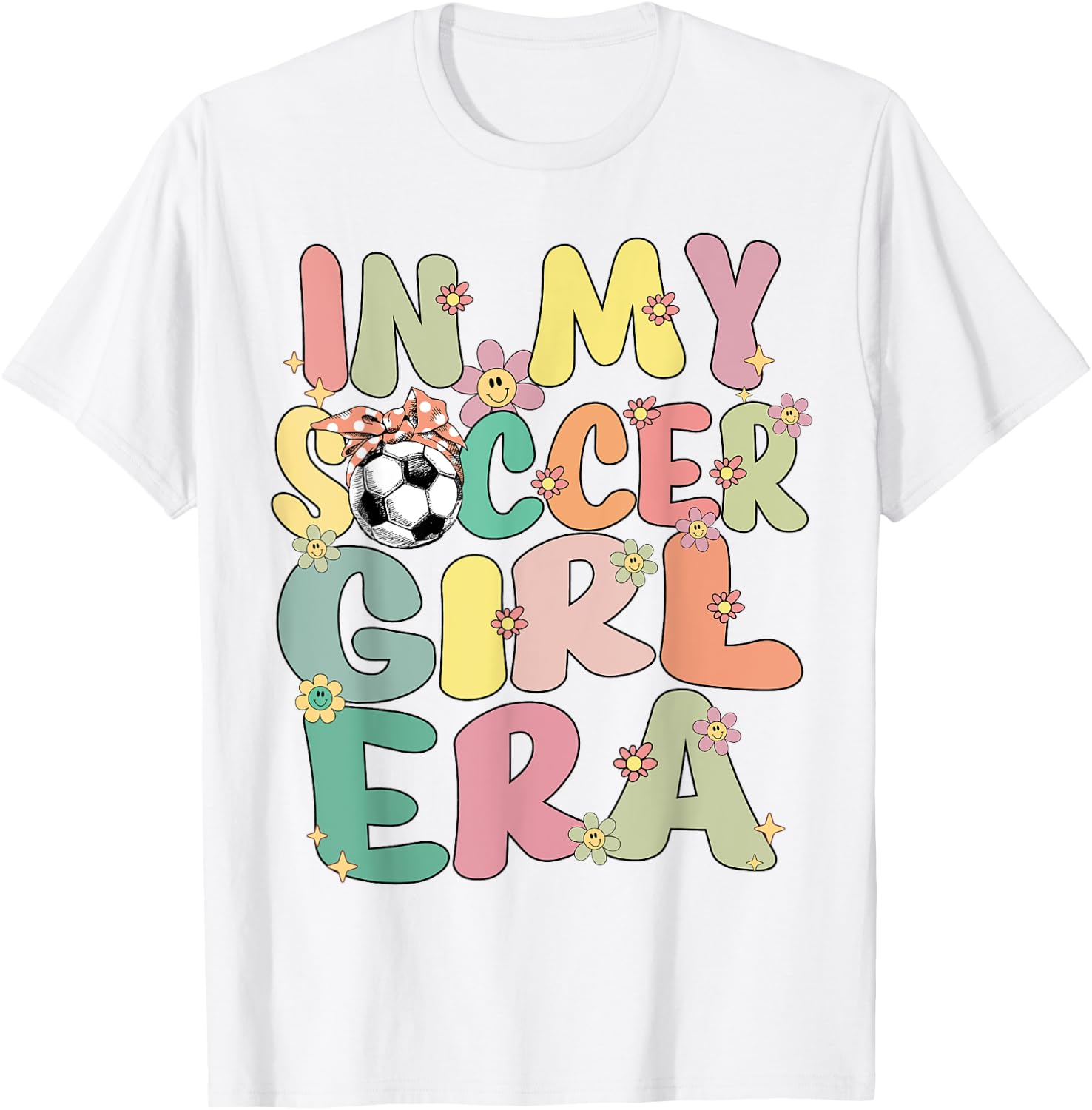 In My Soccer Girl Era Retro Groovy Soccer Girl Soccer Cute T-Shirt - T-Shirt | White