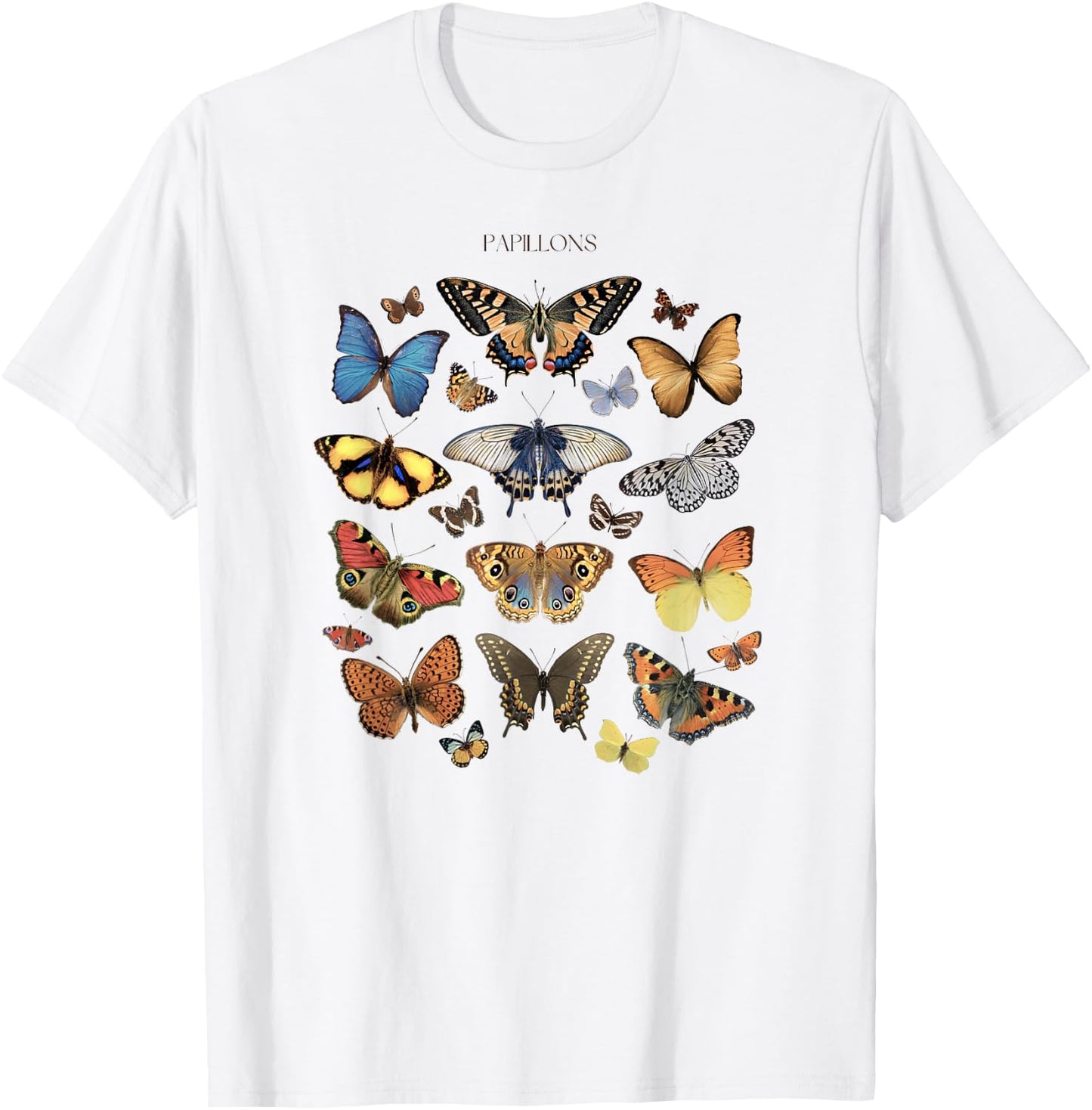Entomology Butterfly Papillons Collage Lepidoptera Vintage T-Shirt - T-Shirt | White
