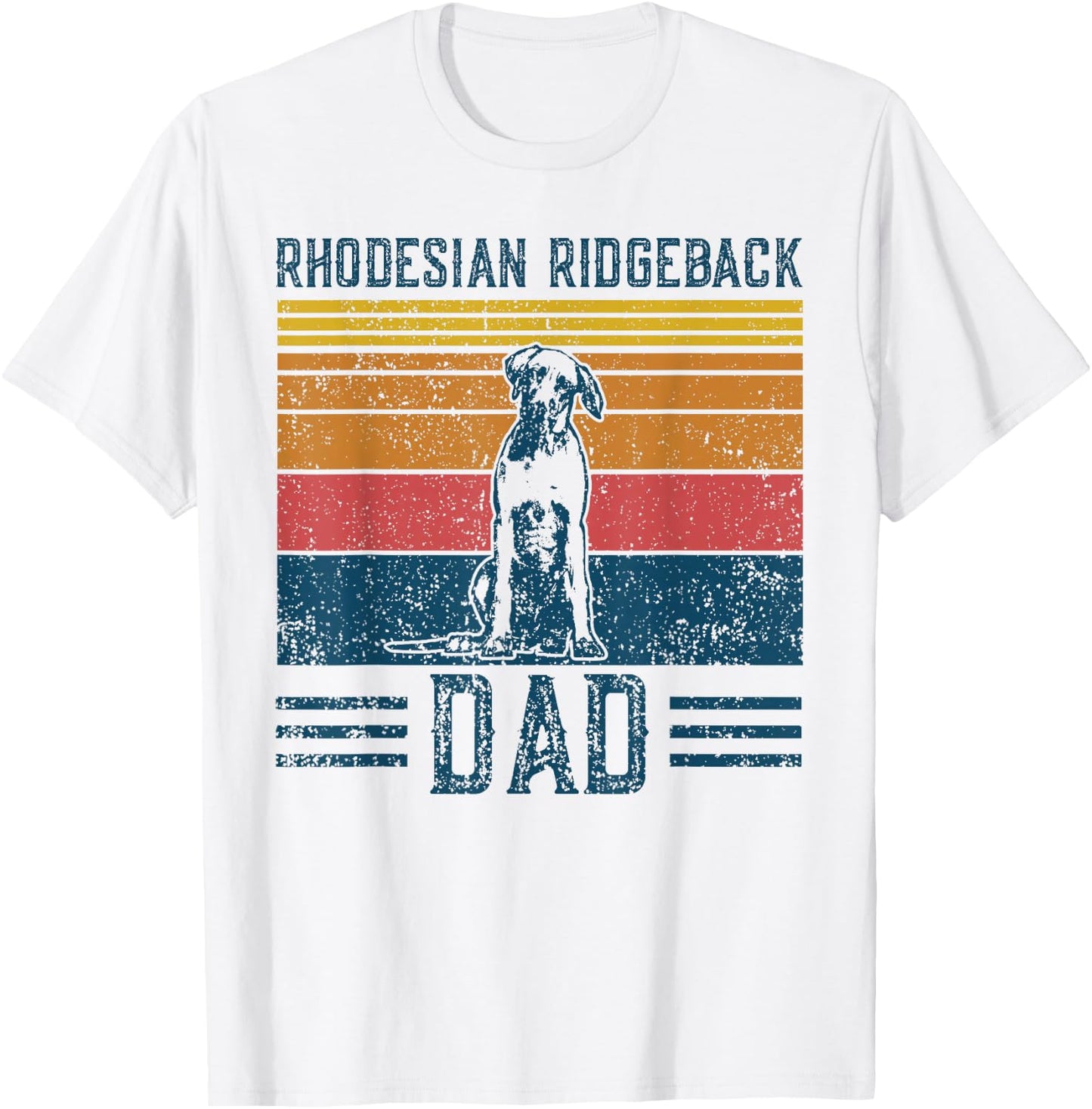 Dog Ridgeback Dad - Vintage Rhodesian Ridgeback Dad T-Shirt - T-Shirt | White