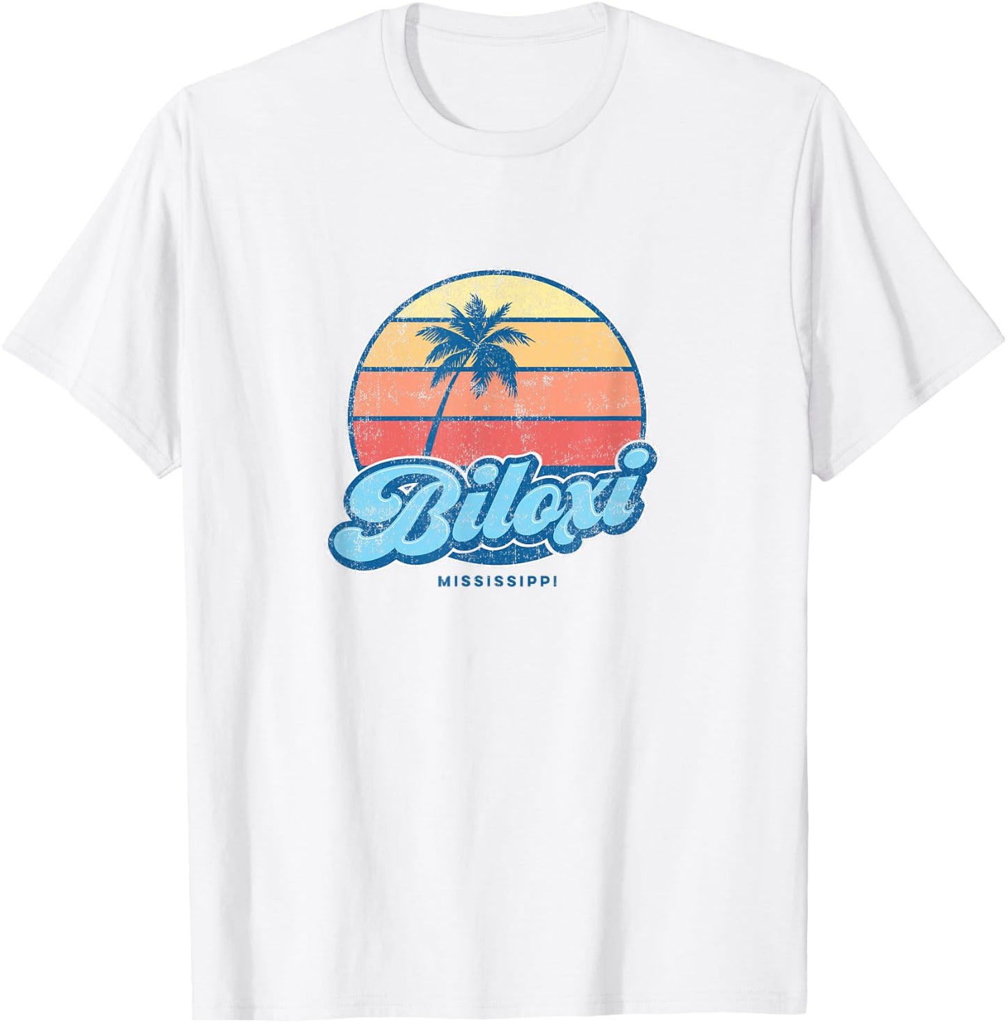 Vintage Biloxi Mississippi MS Classic 70s Retro Surfer T-Shirt - T-Shirt | White