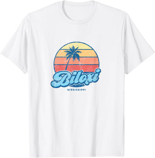 Vintage Biloxi Mississippi MS Classic 70s Retro Surfer T-Shirt - T-Shirt | White