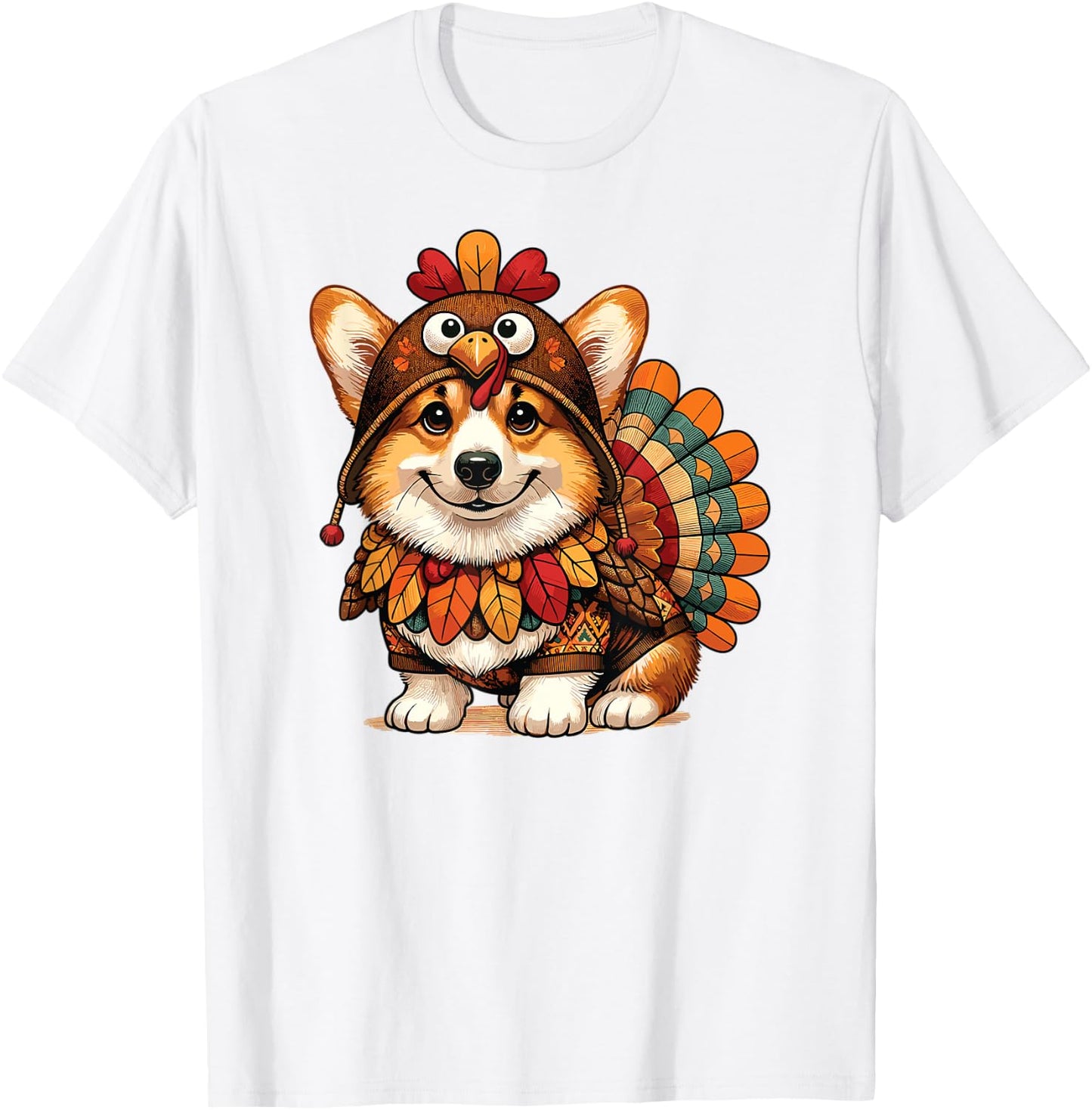 Corgi Dog Turkey Thanksgiving Costume Women Men Kids Toddler T-Shirt - T-Shirt | White
