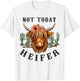 Not Today Heifer, Western Country Highland Cow,Desert Cactus T-Shirt - T-Shirt | White
