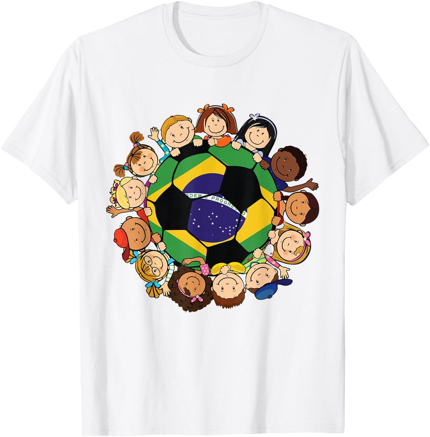 Brazil Soccer Ball Kids Toddler Boys Around Brazilian Flag T-Shirt - T-Shirt | White