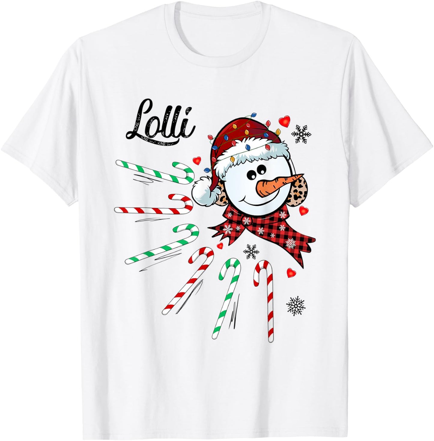 Lolli Snowman Candy Cane Christmas Xmas Funny T-Shirt - T-Shirt | White