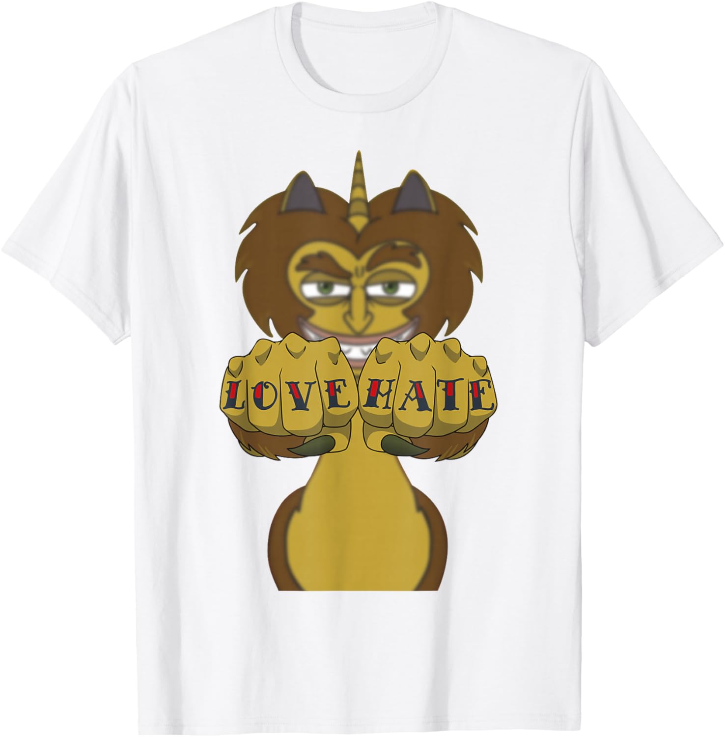 Big Mouth Maury The Hormones Monster Love Hate Fists T-Shirt - T-Shirt | White
