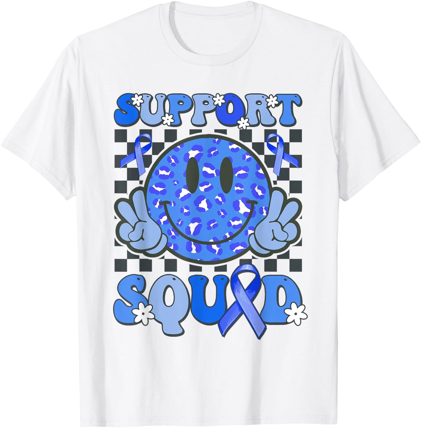 Support Squad Cute Smile Face T1D Type 1 Diabetes Awareness T-Shirt - T-Shirt | White