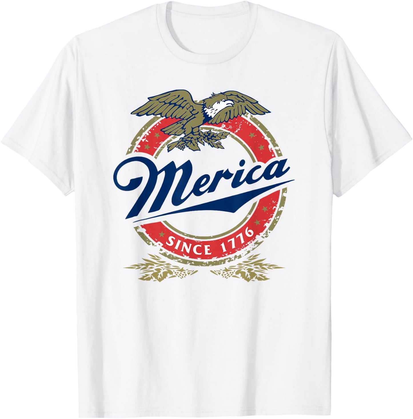 Merica Since 1776, 4th of July Funny Redneck Eagle Mullet T-Shirt - T-Shirt | White