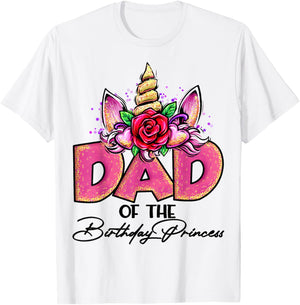 Dad of the Birthday Princess Unicorn Matching Family Daddy T-Shirt - T-Shirt | White