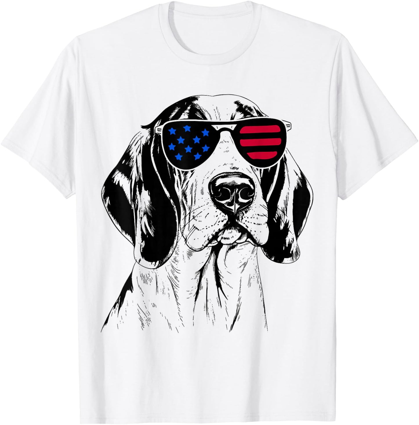 Treeing Walker Coonhound Dog 4th July America USA Flag T-Shirt - T-Shirt | White