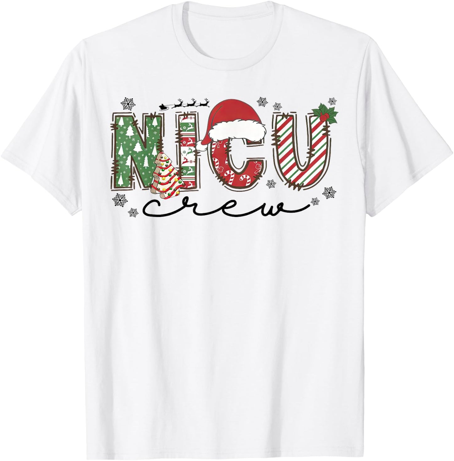 Christmas Nicu Nurse Crew Santa Hat Nursing Xmas T-Shirt - T-Shirt | White