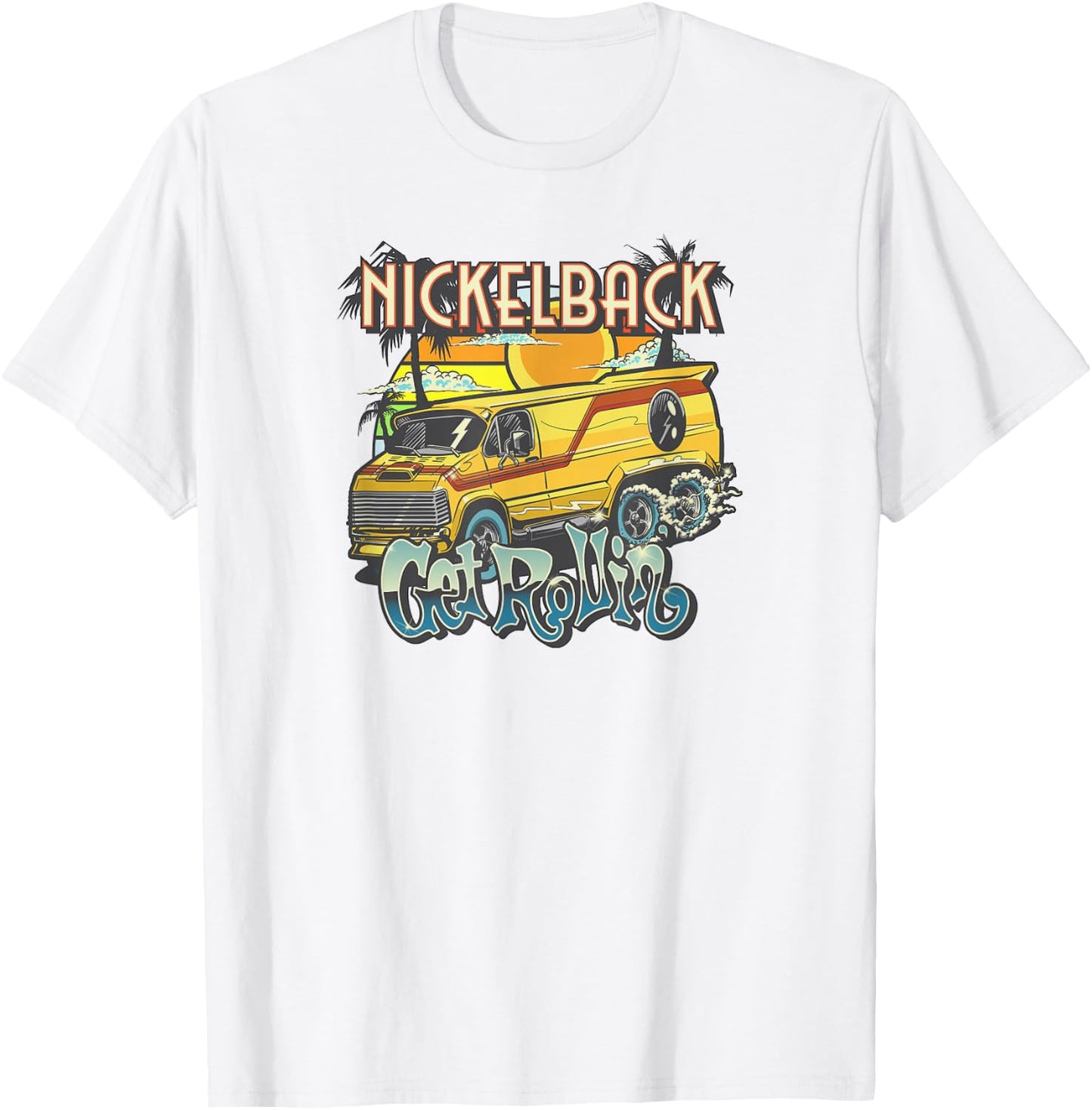 Nickelback Get Rollin' Cover (Yellow) T-Shirt - T-Shirt | White