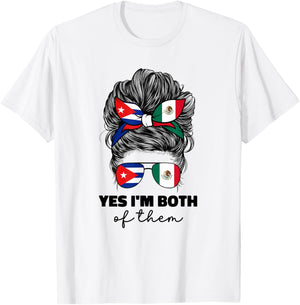 Half Mexican And Half Cuban Mexico Cubanita Cuba Flag Girl T-Shirt - T-Shirt | White