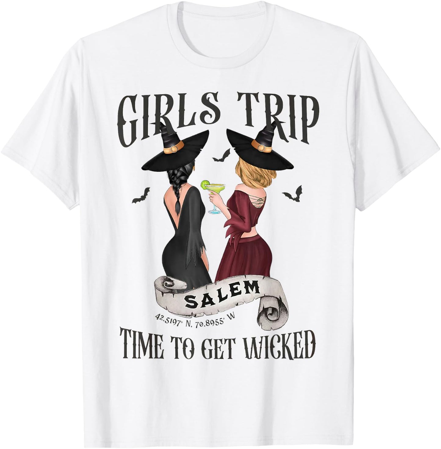 Girls Trip Salem Time To Get Wicked, Salem 1692 Halloween T-Shirt - T-Shirt | White