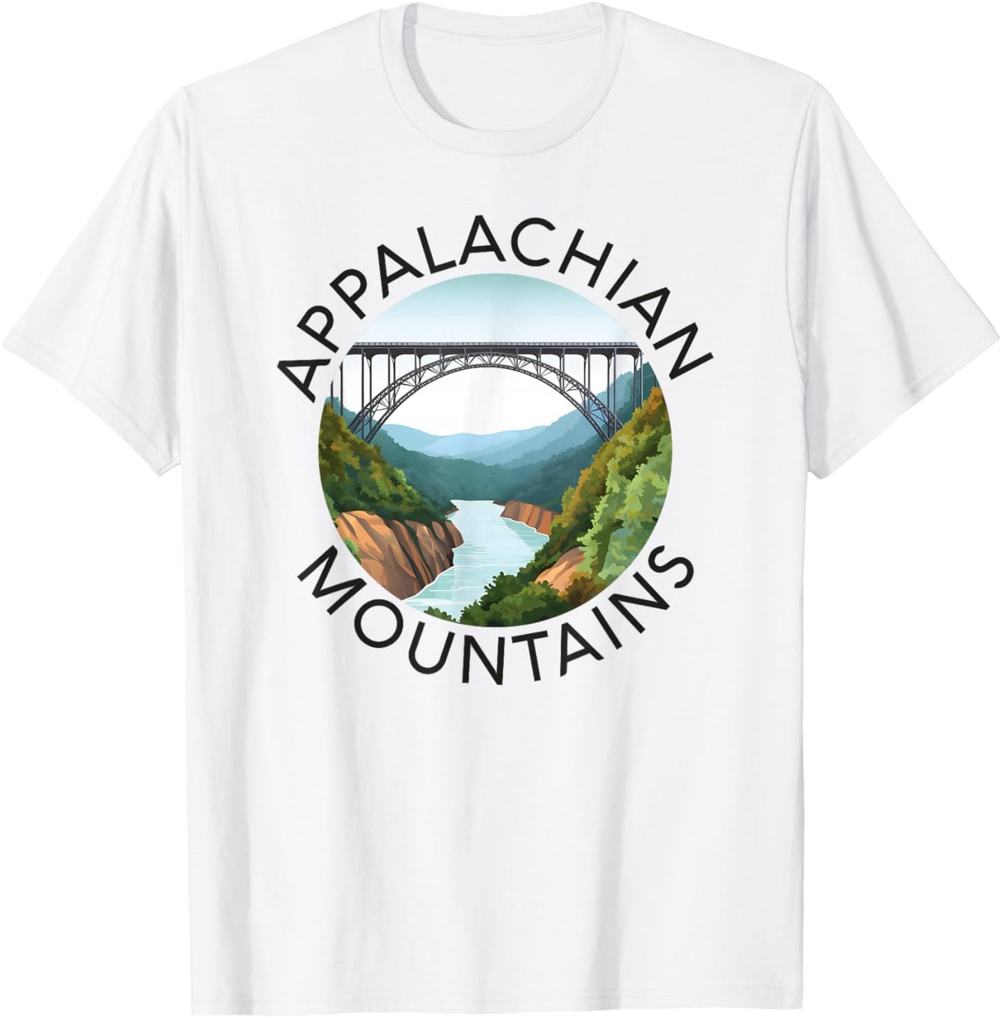 Appalachian Mountains New River Gorge Bridge West Virginia T-Shirt - T-Shirt | White