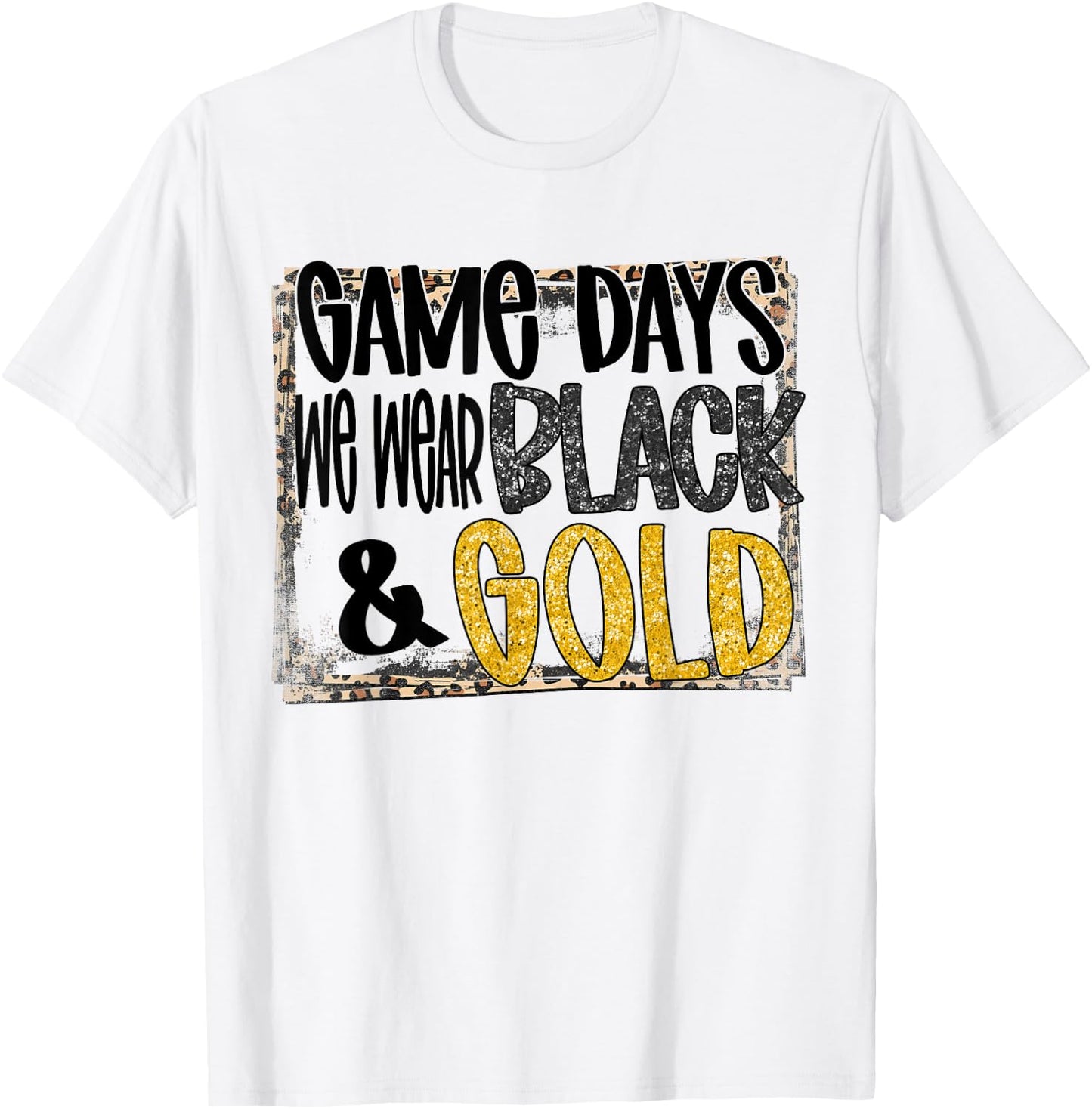 On Gameday Football We Wear Black And Gold School Spirit T-Shirt - T-Shirt | White