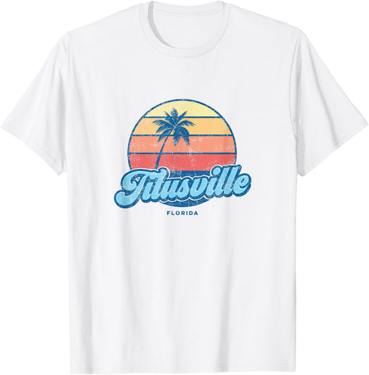 Vintage Titusville Florida FL Classic 70s Retro Surfer T-Shirt - T-Shirt | White