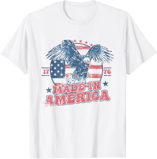 Made In America USA Flag Eagle 4th of July Patriotic Freedom Men T-Shirt - T-Shirt | White