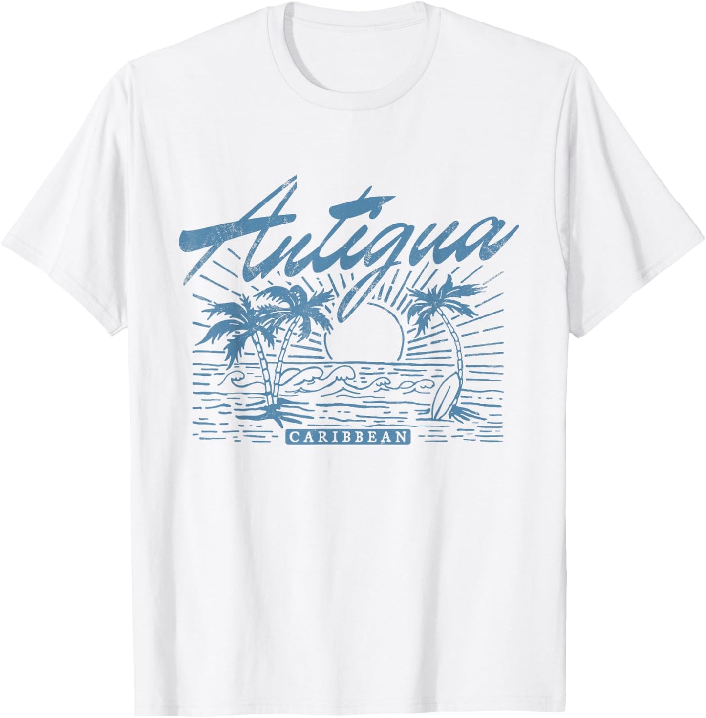 Antigua Caribbean Vintage Distressed Beach T-Shirt - T-Shirt | White